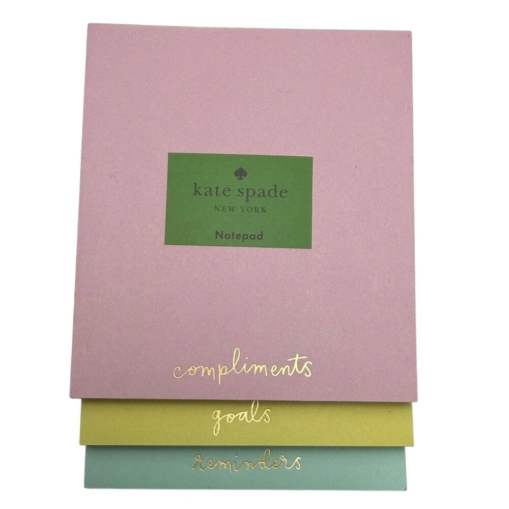 Kate Spade New York Compliments Goals Reminders Stacked Notepad Pink Yellow Mint